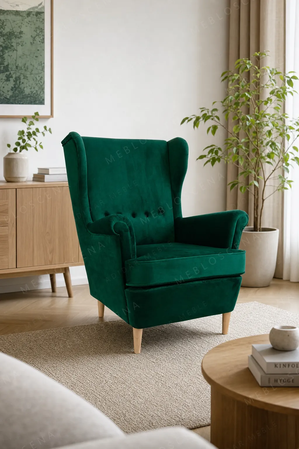 Fotel uszak KT95 w salonie skandynawskim